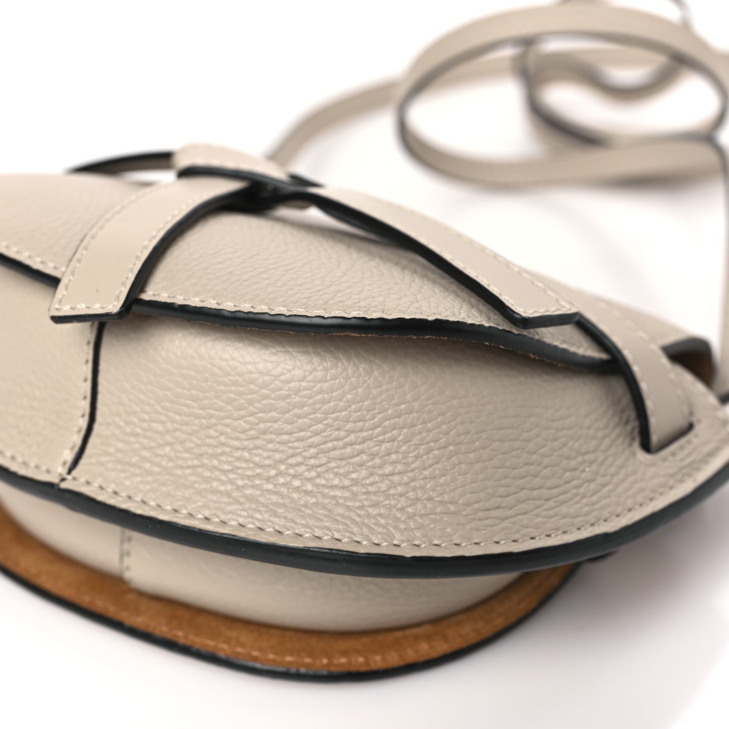Pebble Grain Calfskin Mini Gate Dual Bag Light Oat