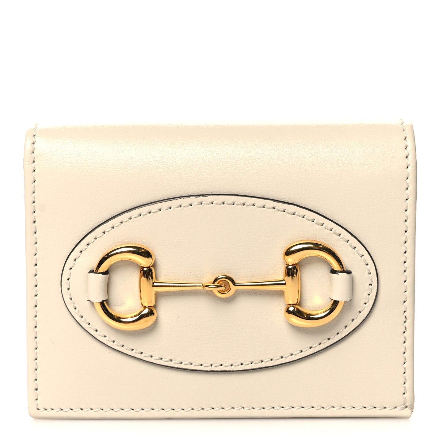 Boarded Plutone Calfskin Horsebit 1955 Card Case Wallet Mystic White