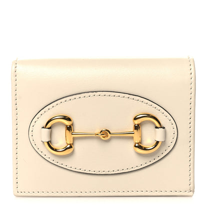 Gucci Boarded Plutone Calfskin Horsebit 1955 Card Case Wallet Mystic White 1 of 8