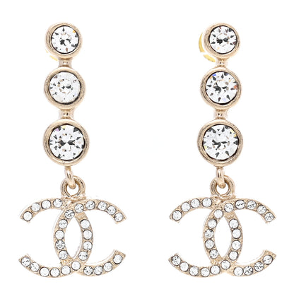 Chanel Crystal CC Drop Earrings Gold 1 of 5