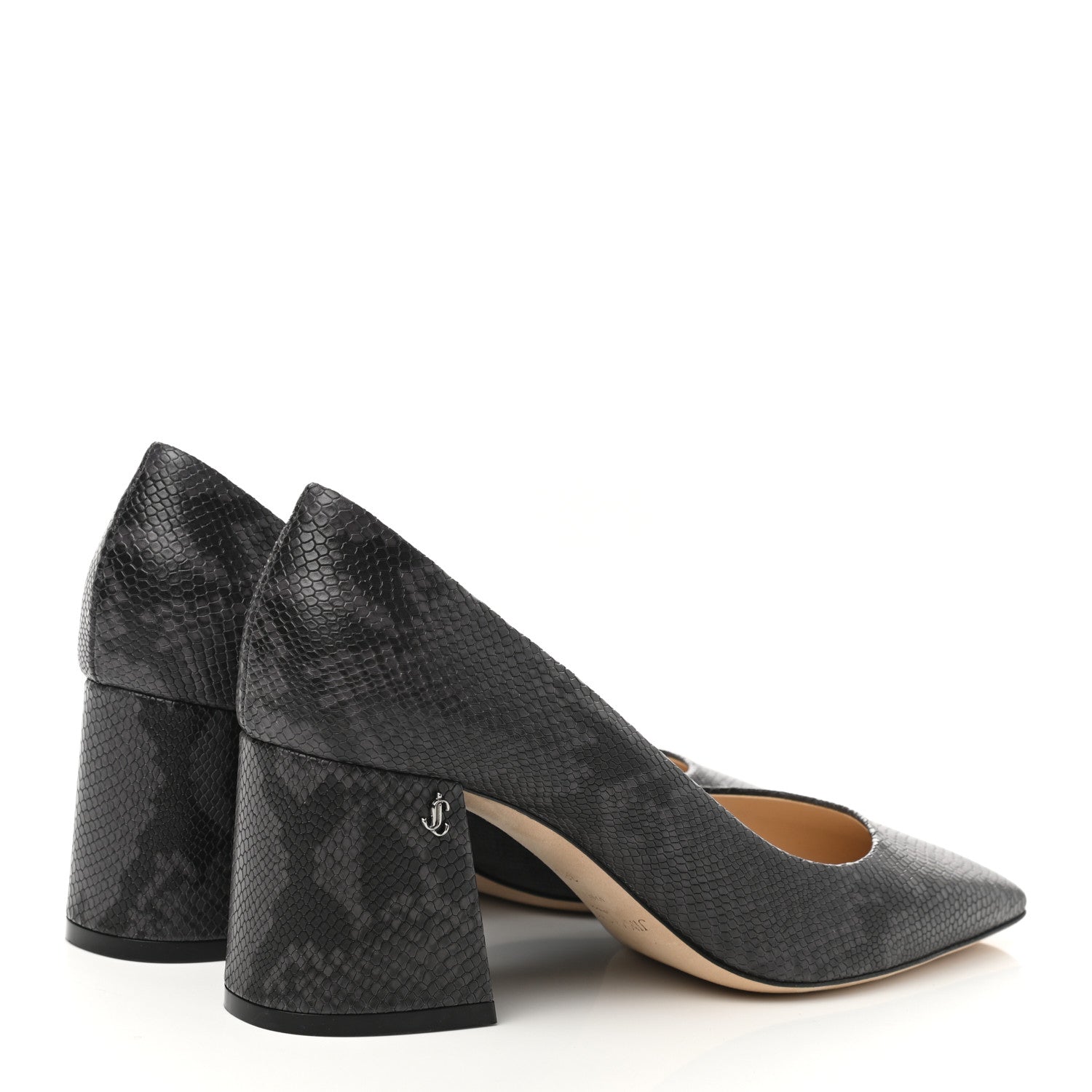Jimmy Choo Calfskin Snakeskin Embossed Dianne Pump 38.5 Black 4 of 9