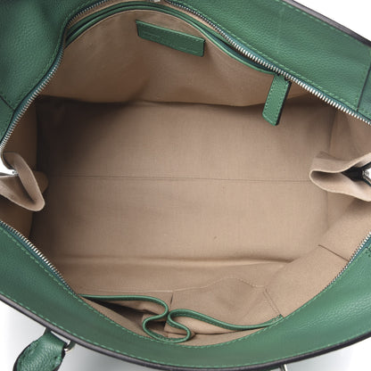 Alexander McQueen Pebbled Calfskin Large Skull Padlock Zip Around Tote Emerald 5 of 11