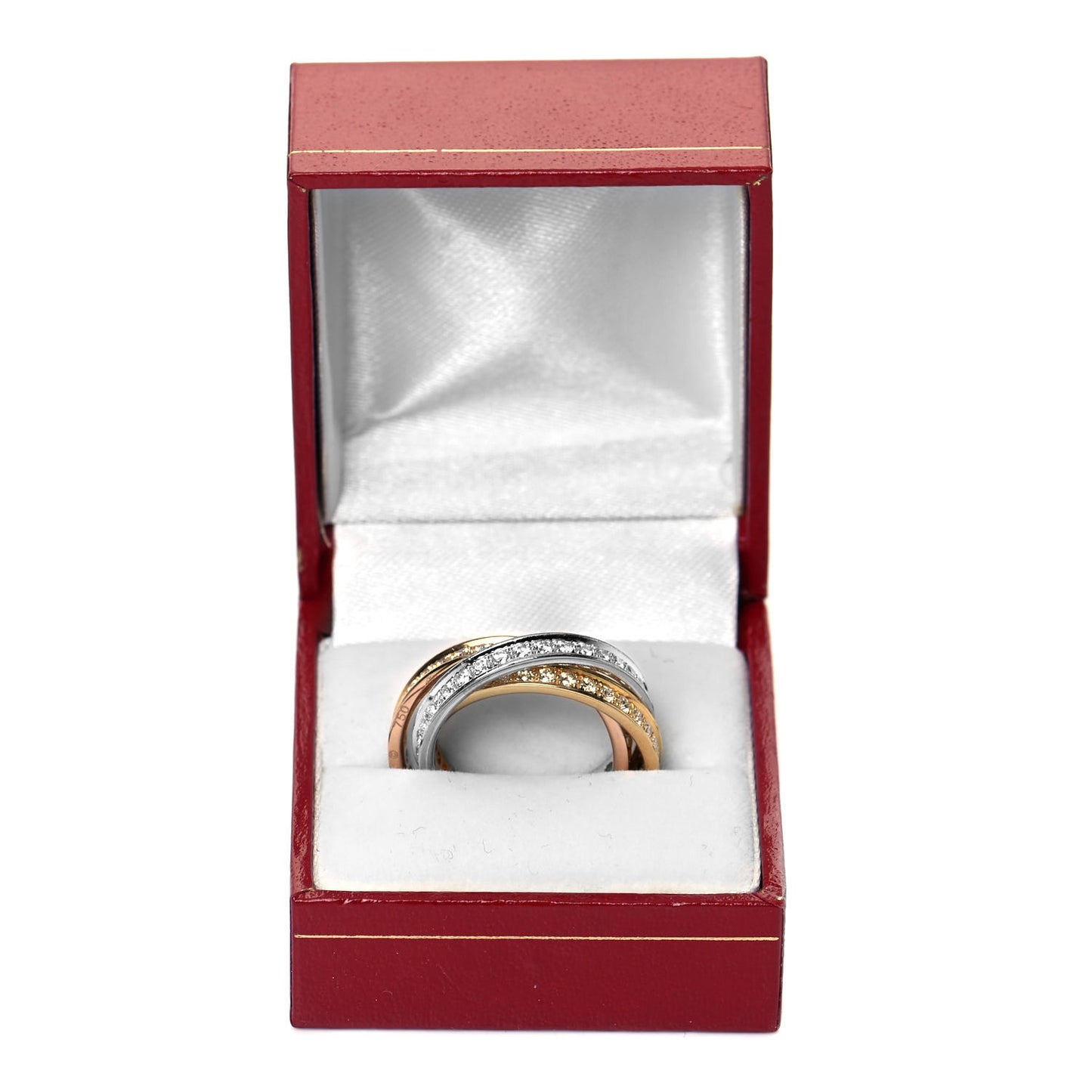 18K White Yellow Pink Gold Diamond Trinity Ring 57 8