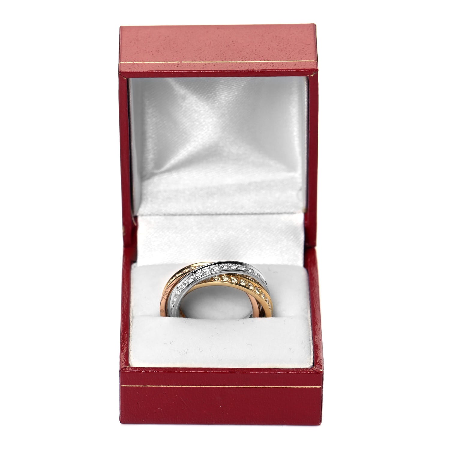 Cartier 18K White Yellow Pink Gold Diamond Trinity Ring 57 8 5 of 5