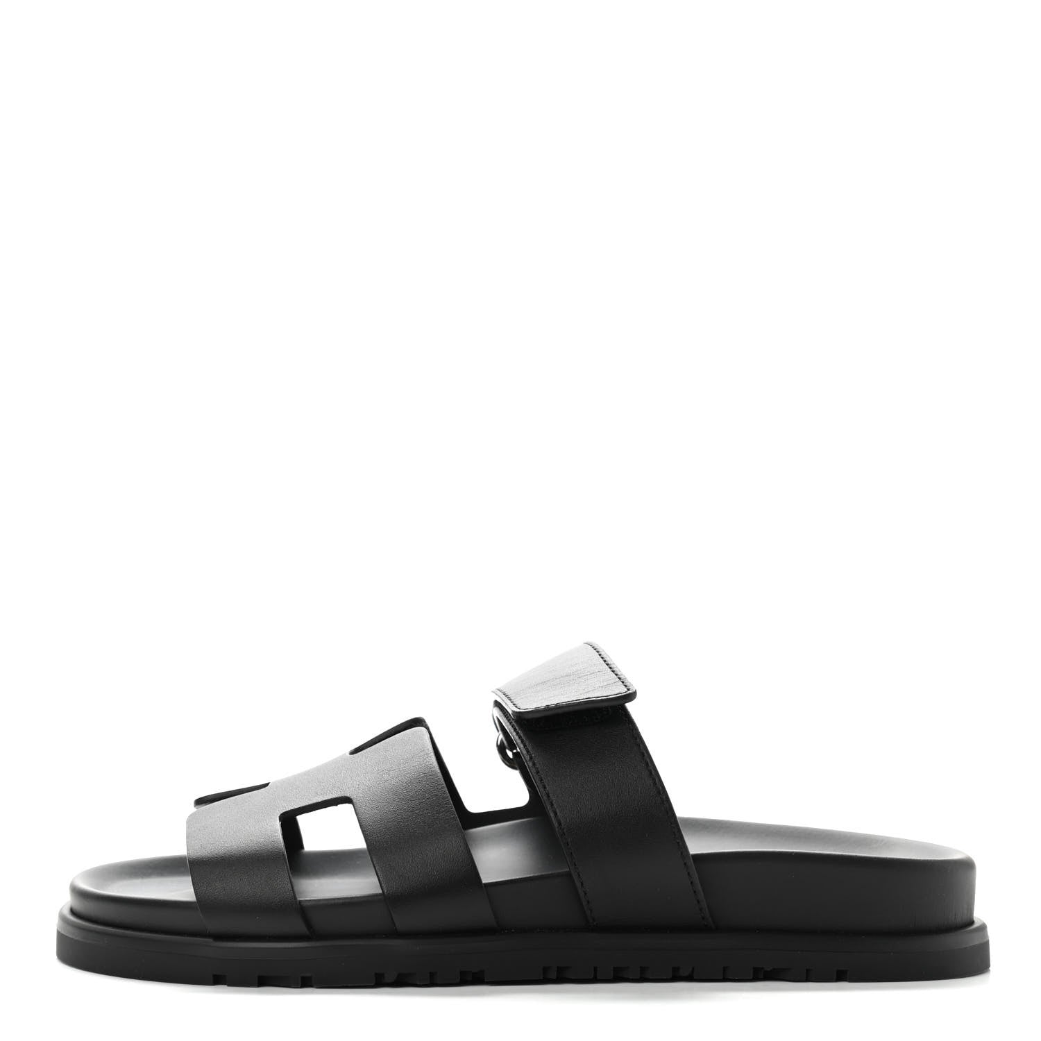 Hermes Calfskin Womens Chypre Sandals 36 Black 1 of 9