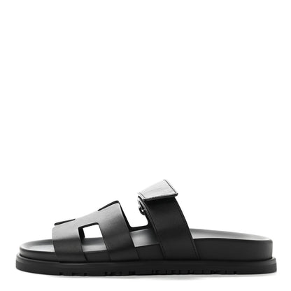 Hermes Calfskin Womens Chypre Sandals 36 Black 1 of 9