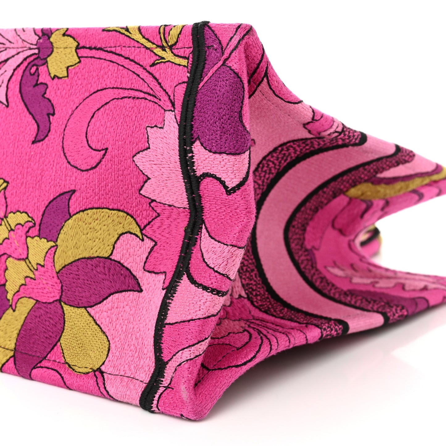 Canvas Embroidered Medium Book Tote Fuchsia Multicolor
