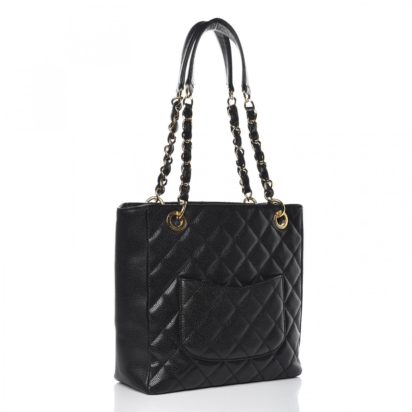 Caviar Quilted Petit Shopping Tote PST Black