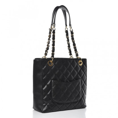 Chanel Caviar Quilted Petit Shopping Tote PST Black 3 of 10