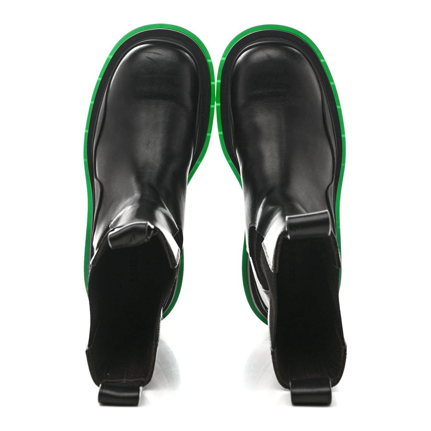 Calfskin The Tire Chelsea Boots 38 Black Green
