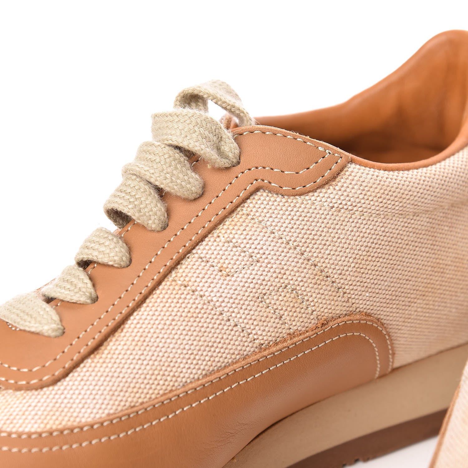 Hermes Calfskin Toile Womens Quick Sneakers 37 Gold 13 of 17