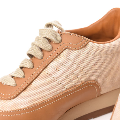 Hermes Calfskin Toile Womens Quick Sneakers 37 Gold 13 of 17