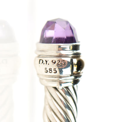 David Yurman Sterling Silver 14K Yellow Gold Amethyst 5mm Cable Classics Bracelet 6 of 7