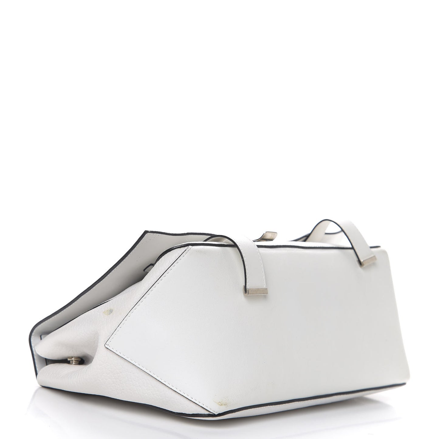 Pebbled Calfskin Double Sided PS Courier Bag White