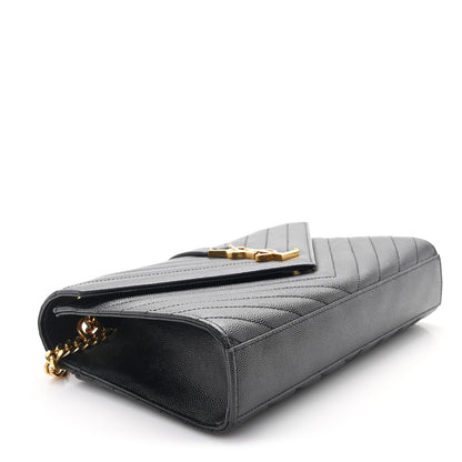 Saint Laurent Grain De Poudre Matelasse Chevron Medium Monogram Satchel Black 4 of 11