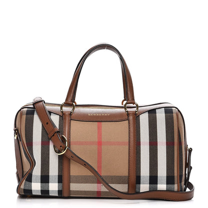 Burberry House Check Derby Calfskin Medium Alchester Bowling Bag Tan 1 of 9