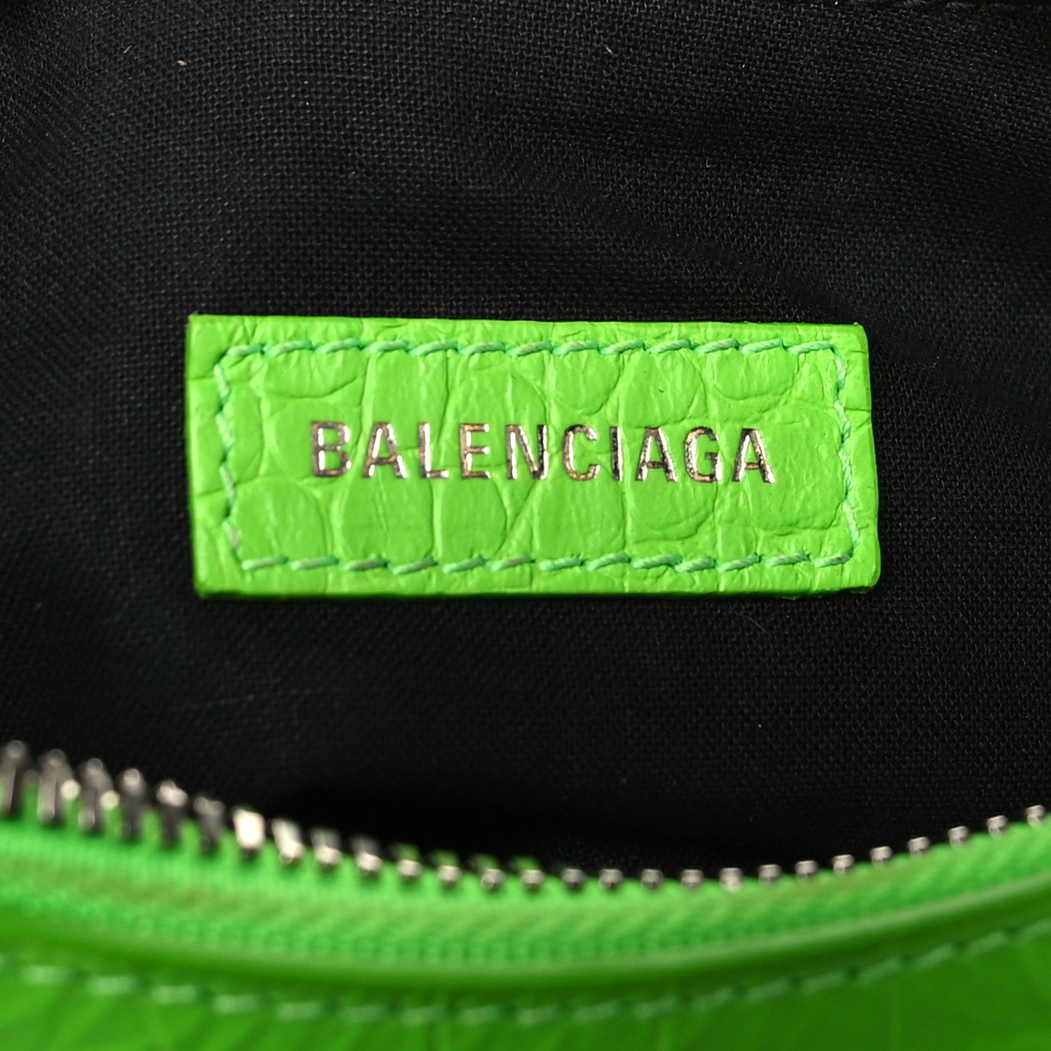 Balenciaga Extra Supple Calfskin Crocodile Embossed XS Le Cagole Shoulder Bag Balenciaga Acid Green 7 of 11