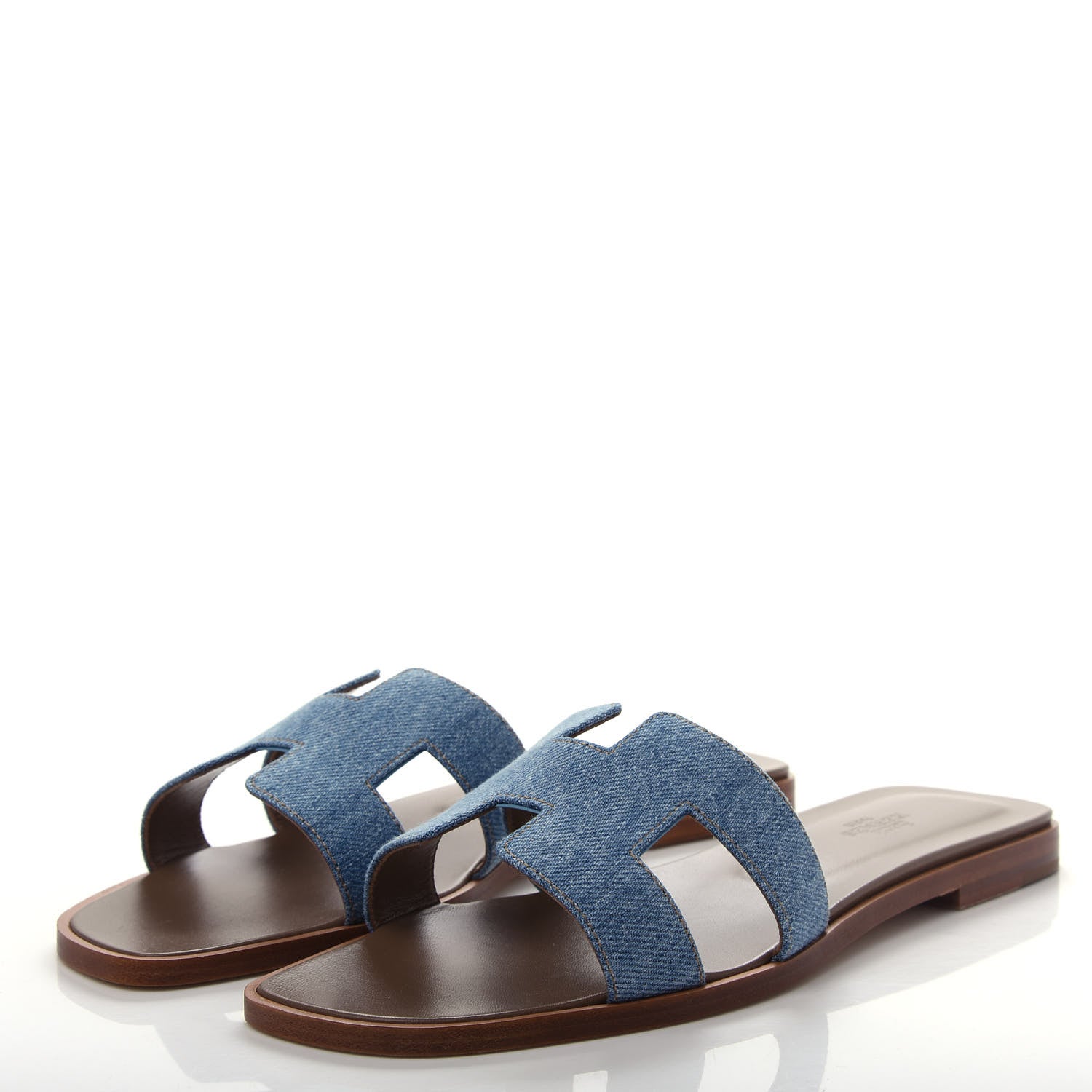 Hermes Denim Canvas Oran Sandals 38.5 Bleu Clair 3 of 10