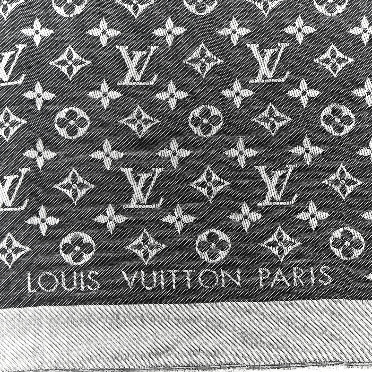 Silk Lurex Wool Monogram Shine Shawl Black