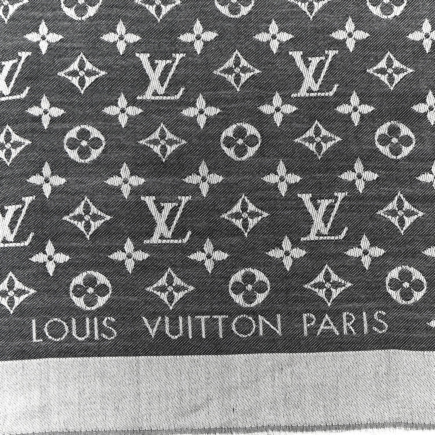Louis Vuitton Silk Lurex Wool Monogram Shine Shawl Black 2 of 5