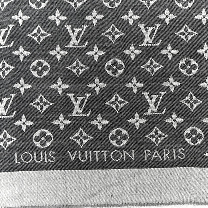 Louis Vuitton Silk Lurex Wool Monogram Shine Shawl Black 2 of 5
