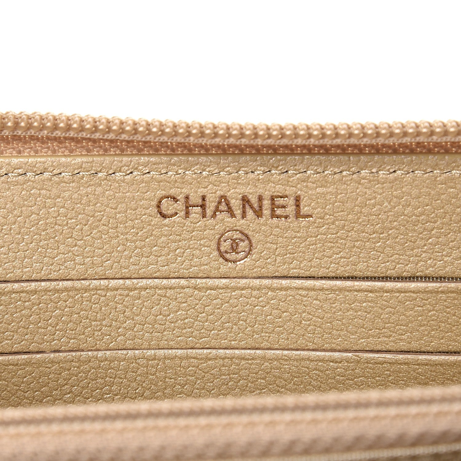 Chanel Metallic Caviar Quilted Small Boy Zip Around Wallet Light Gold 6 of 9