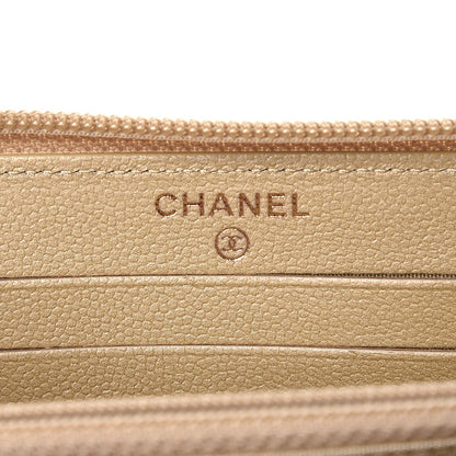 Chanel Metallic Caviar Quilted Small Boy Zip Around Wallet Light Gold 6 of 9