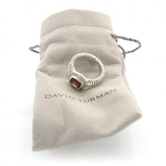 Sterling Silver Diamond Garnet 7mm Petite Albion Ring 53 6.5