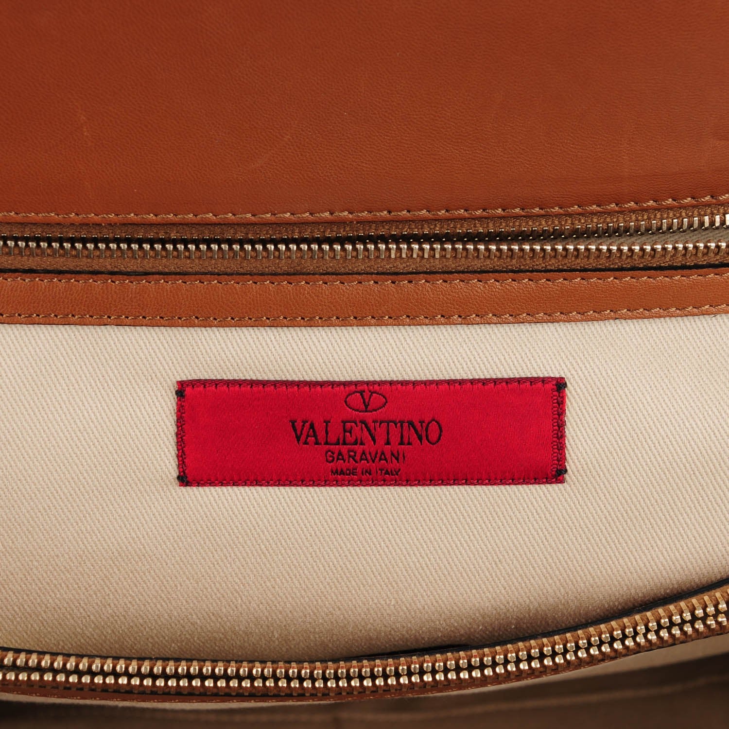 Valentino Garavani Vitello Lace Demetra Satchel Cognac 7 of 8