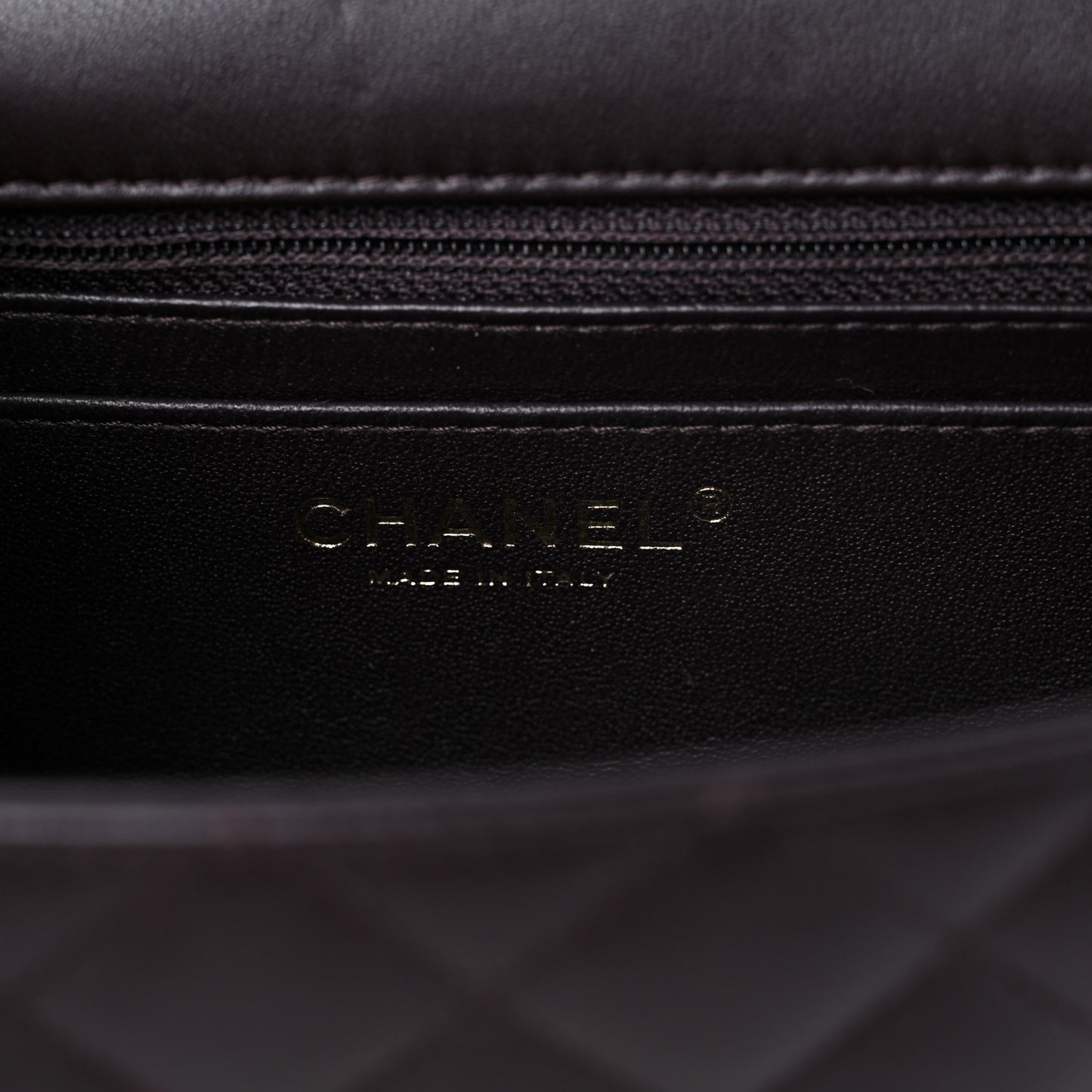 Lambskin Quilted Mini Rectangular Flap Dark Brown