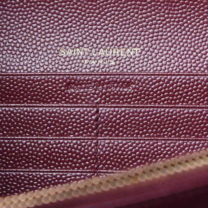 Saint Laurent Grain De Poudre Matelasse Chevron Monogram Flap Wallet Rouge Legion 6 of 6