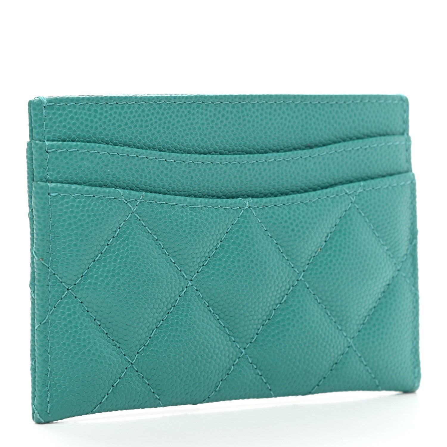 Chanel Caviar Quilted Card Holder Turquoise 3 of 8