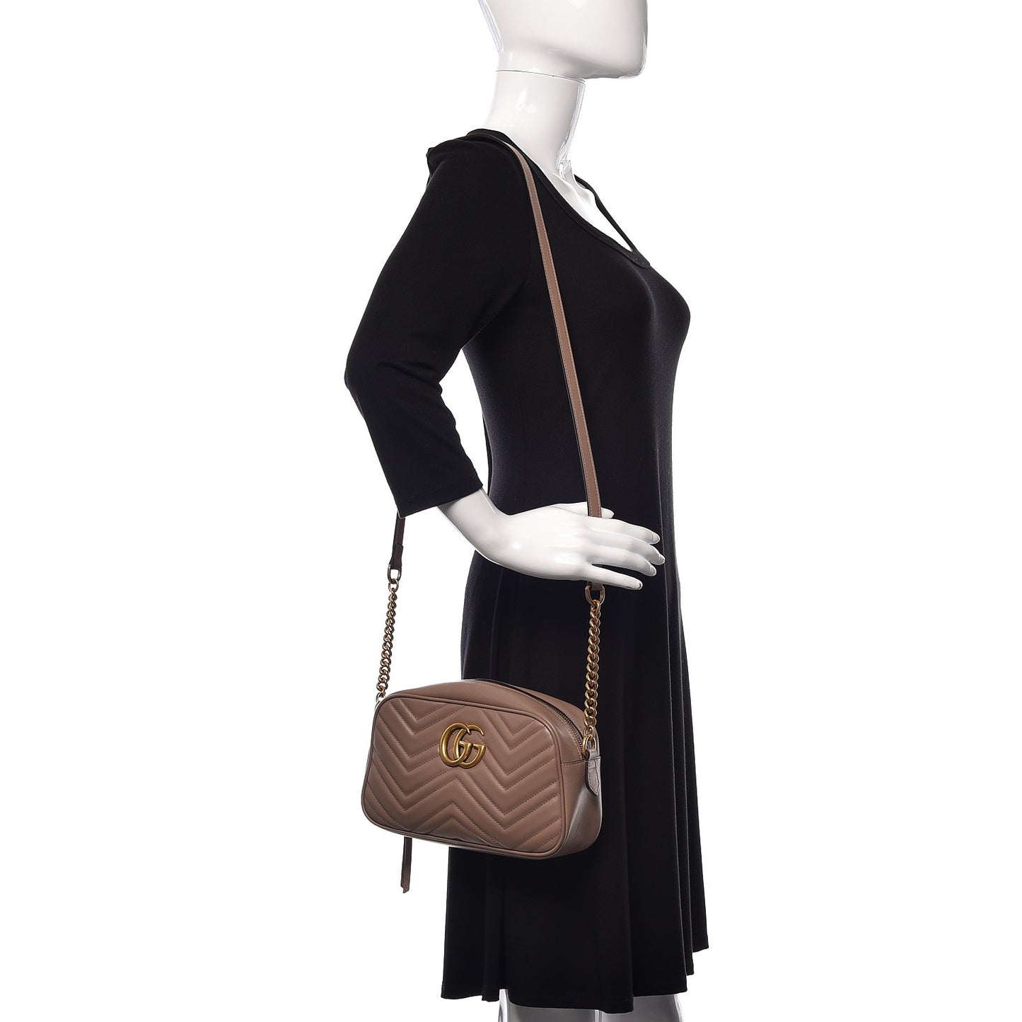 Calfskin Matelasse Small GG Marmont Chain Shoulder Bag Porcelain Rose