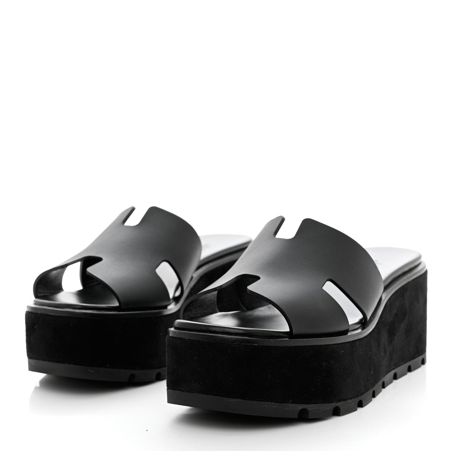 Hermes Calfskin Suede Eze 30 Sandals 39 Black 3 of 9