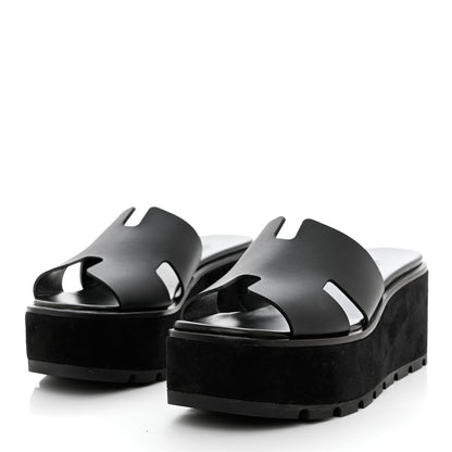 Hermes Calfskin Suede Eze 30 Sandals 39 Black 3 of 9