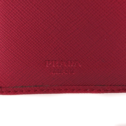 Prada Saffiano Metal Compact Wallet Peonia 6 of 7