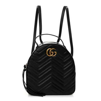 Gucci Calfskin Matelasse GG Marmont Dome Backpack Black 1 of 14