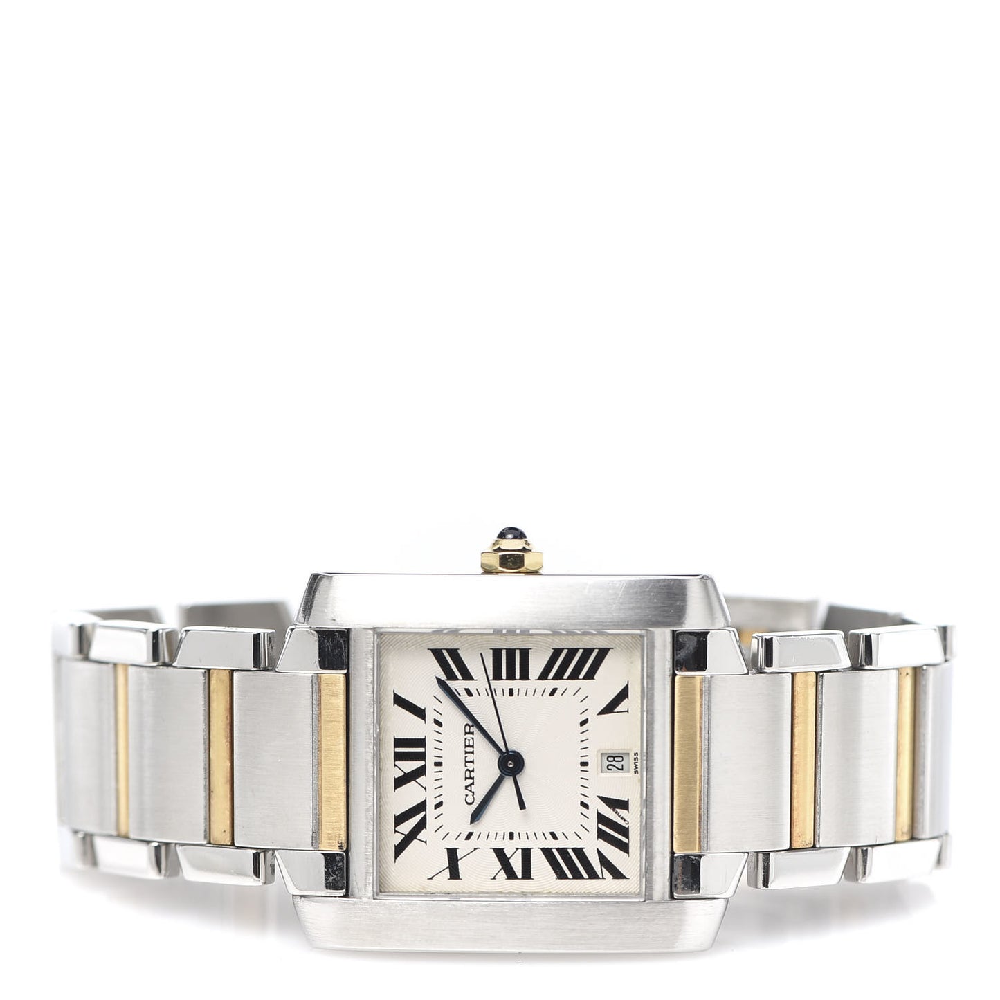 Stainless Steel 18K Yellow Gold 28mm Tank Francaise Automatic Watch