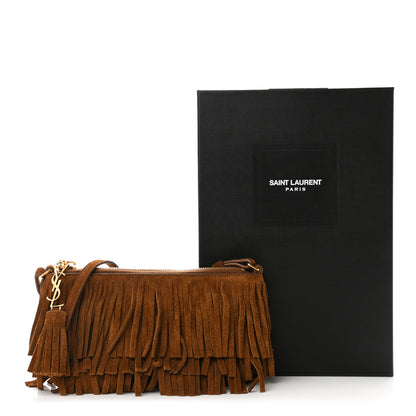 Saint Laurent Suede Fringe Crossbody Light Ocre 10 of 10