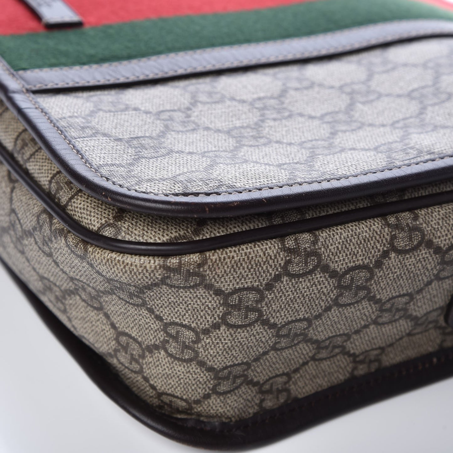 GG Plus Monogram Web Medium Flap Messenger Beige Dark Brown