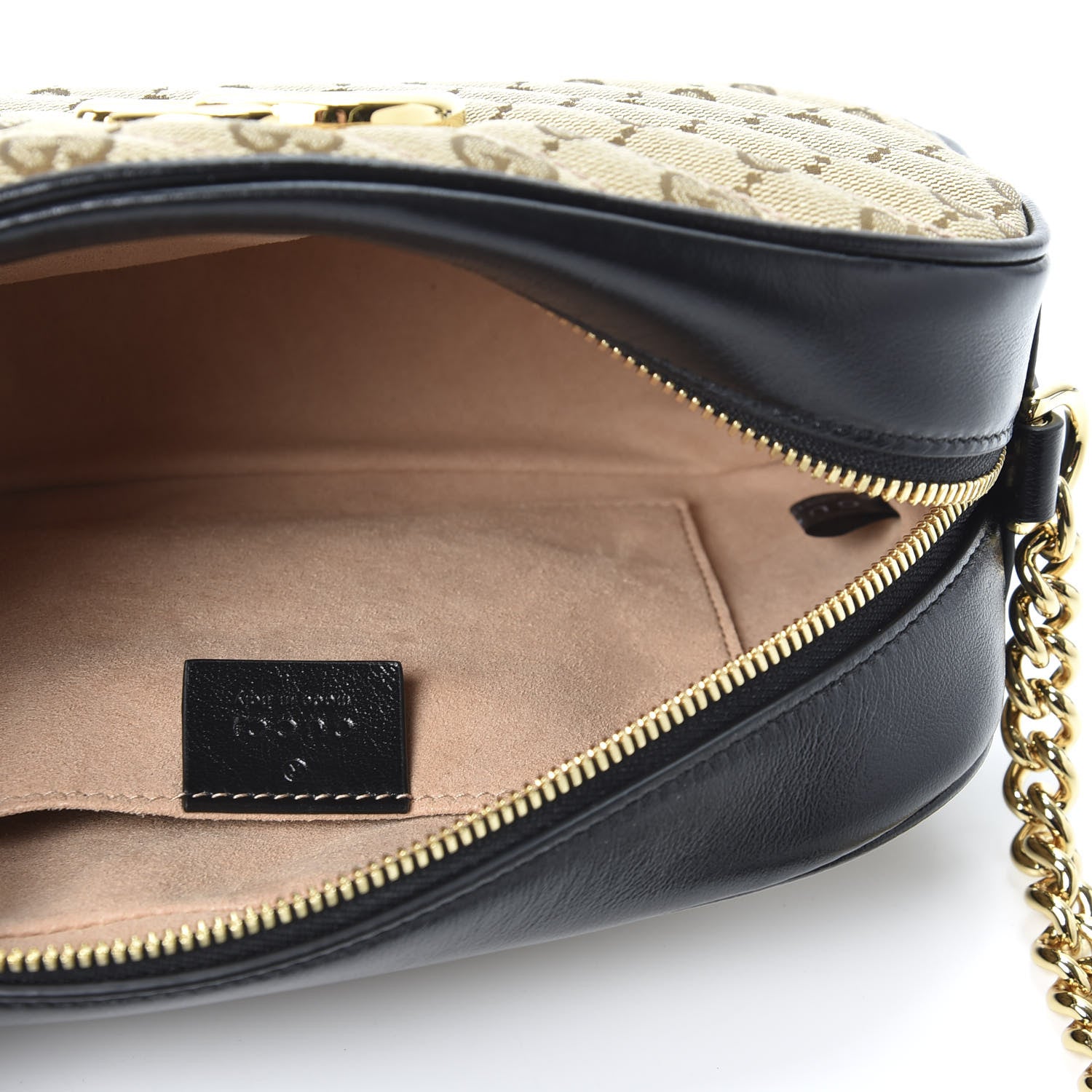 Gucci Monogram Matelasse Diagonal Small GG Marmont Chain Shoulder Bag Beige Black 4 of 10