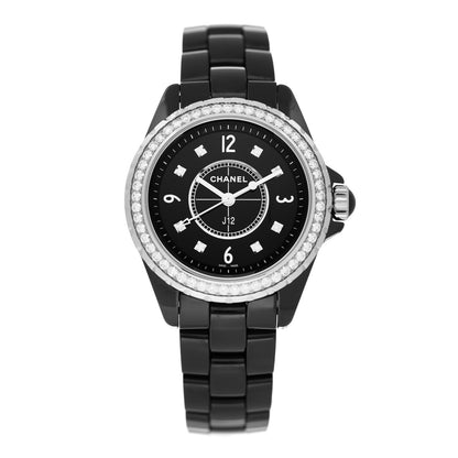 Chanel Stainless Steel Ceramic Diamond Bezel 29mm J12 Quartz Watch Black 1 of 4