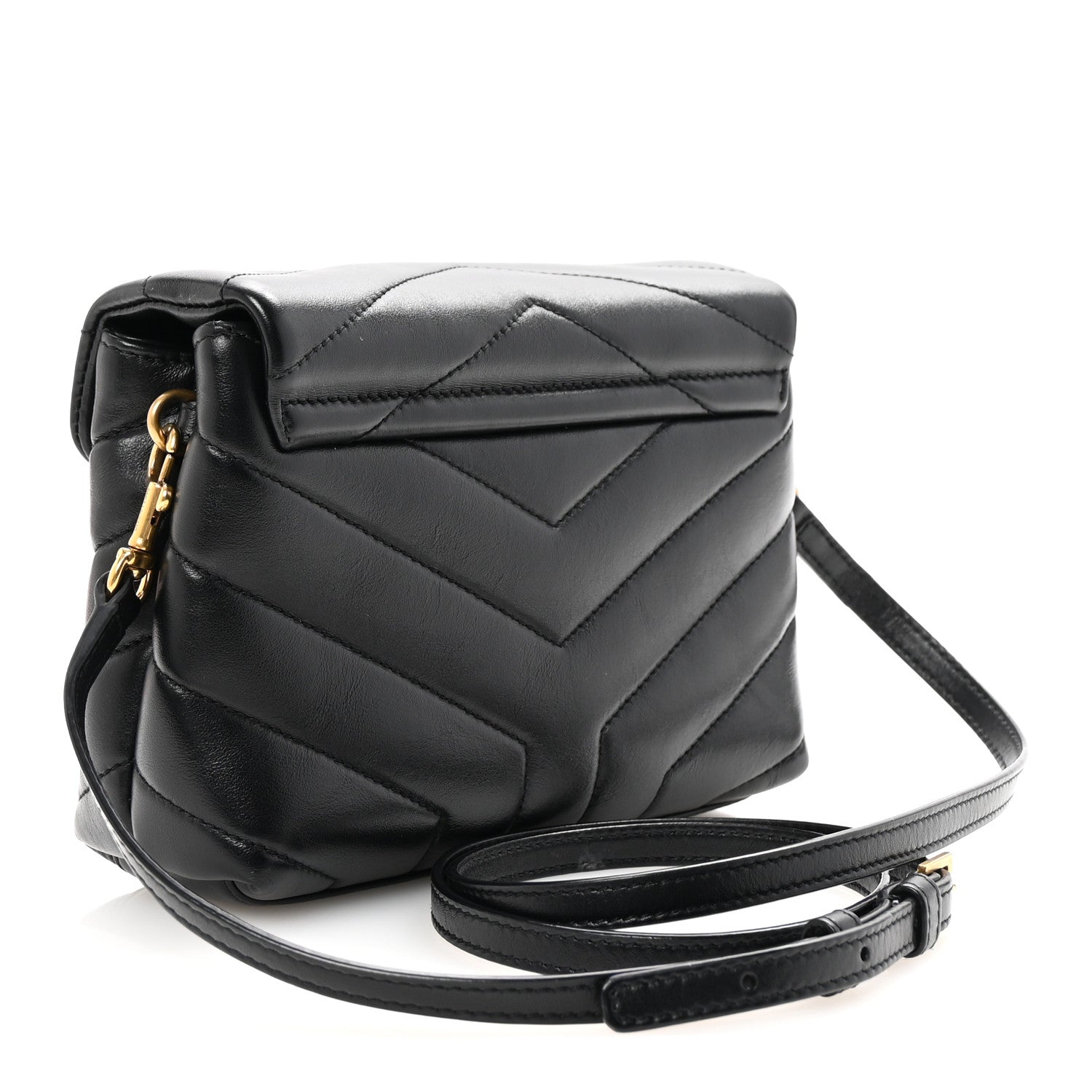 Saint Laurent Calfskin Y Quilted Monogram Toy Loulou Crossbody Bag Black 3 of 9