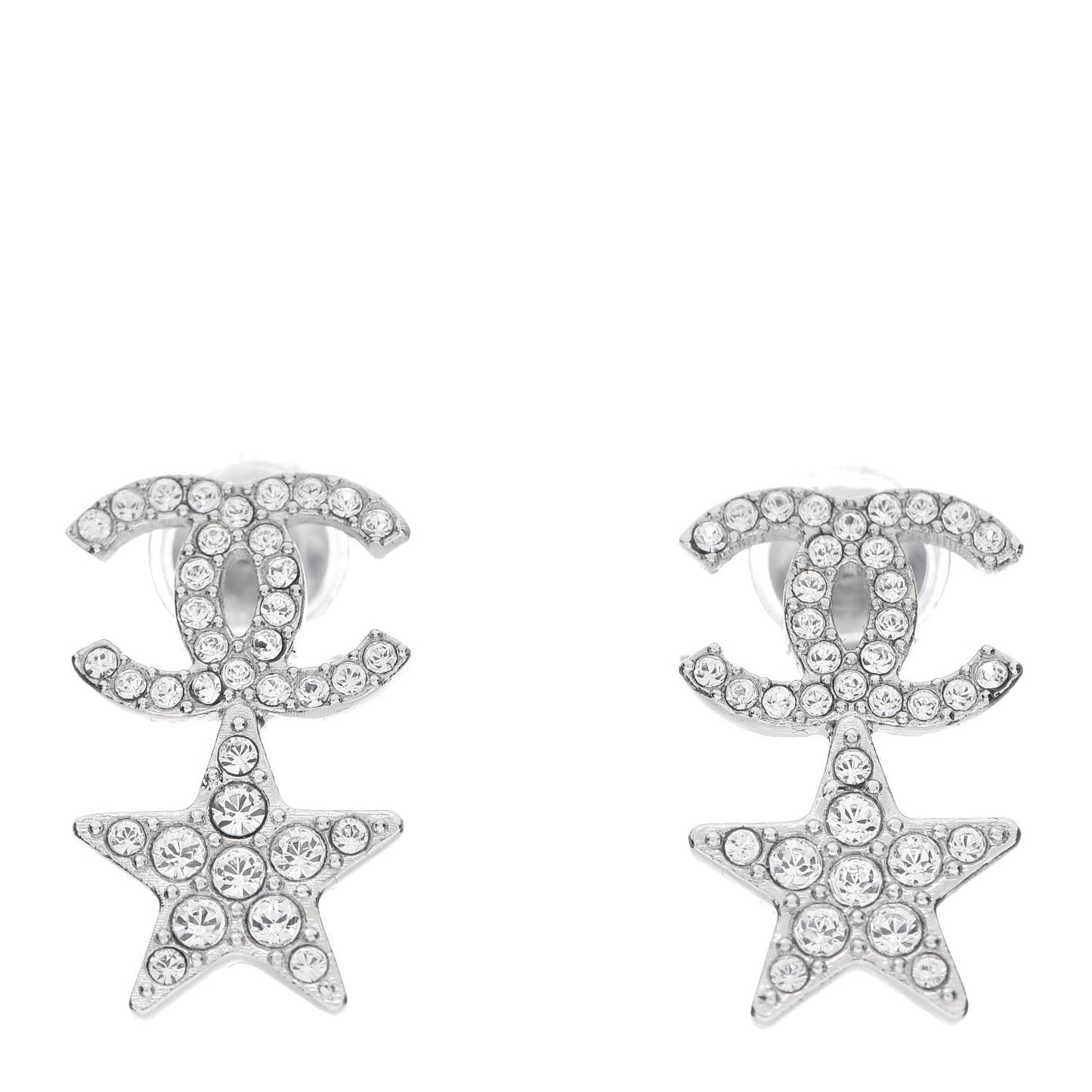 Crystal CC Star Earrings Silver