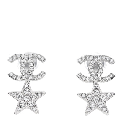 Chanel Crystal CC Star Earrings Silver 1 of 3