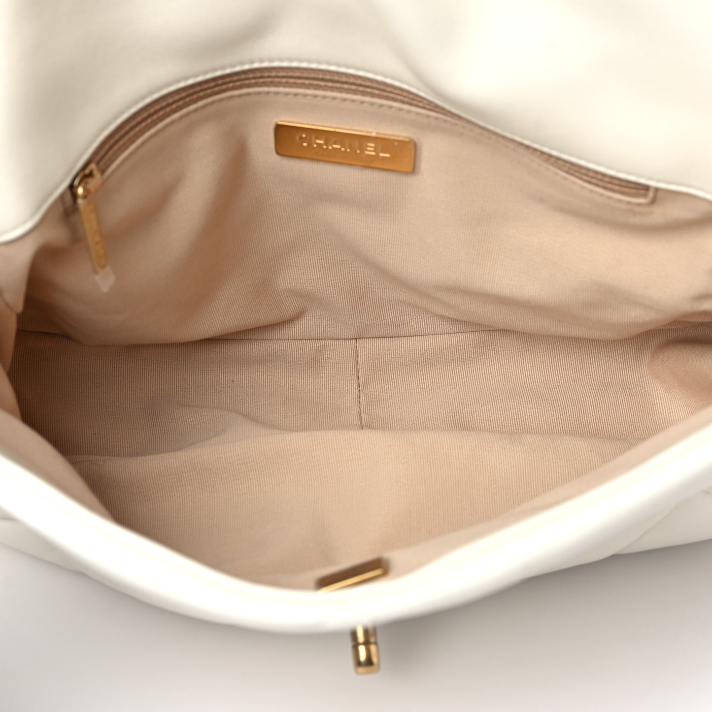 Lambskin Quilted Large Chanel 19 Flap White