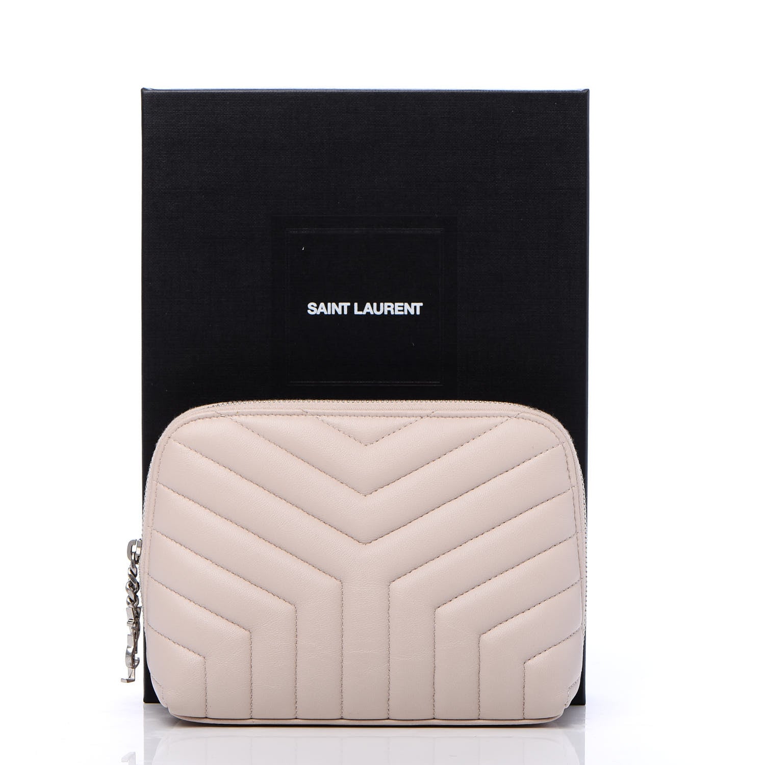 Saint Laurent Lambskin Matelasse Cosmetic Case Ivory 10 of 10