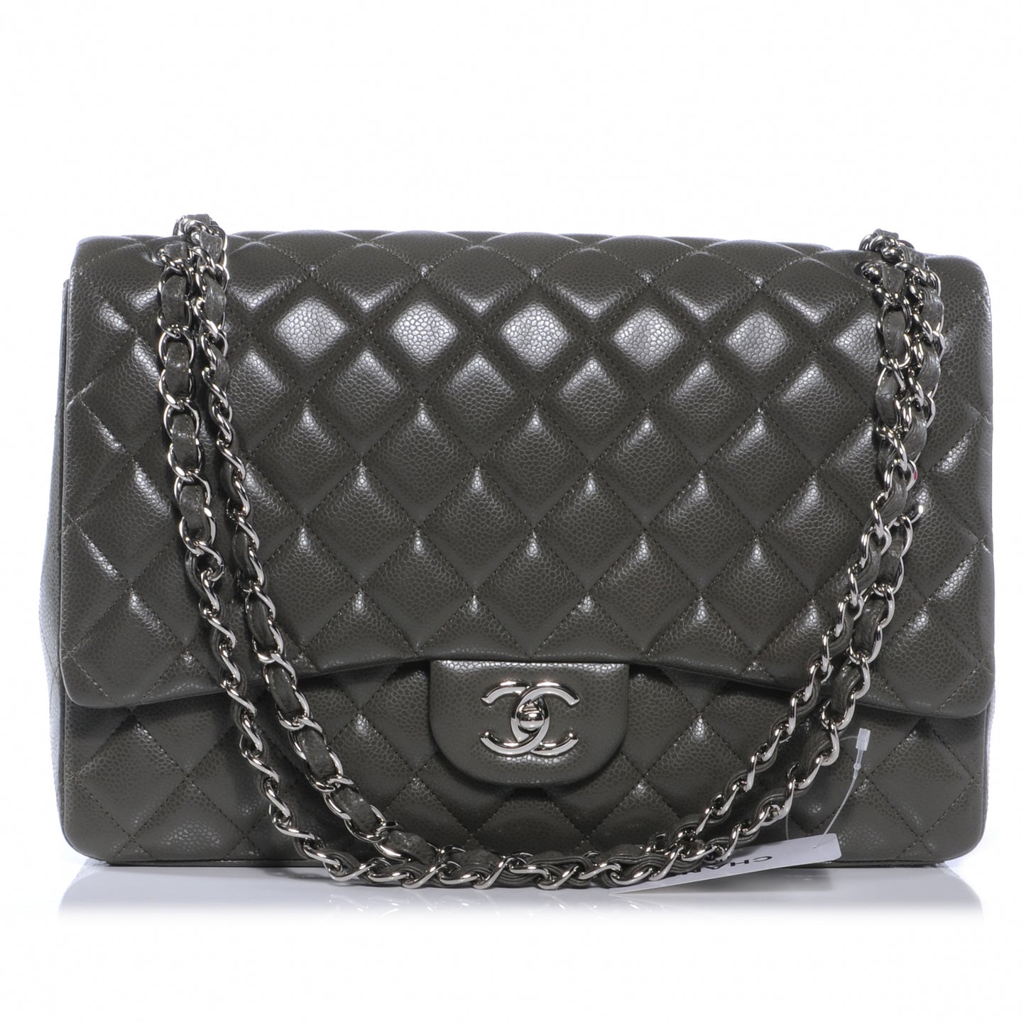 Caviar Maxi Single Flap Grey