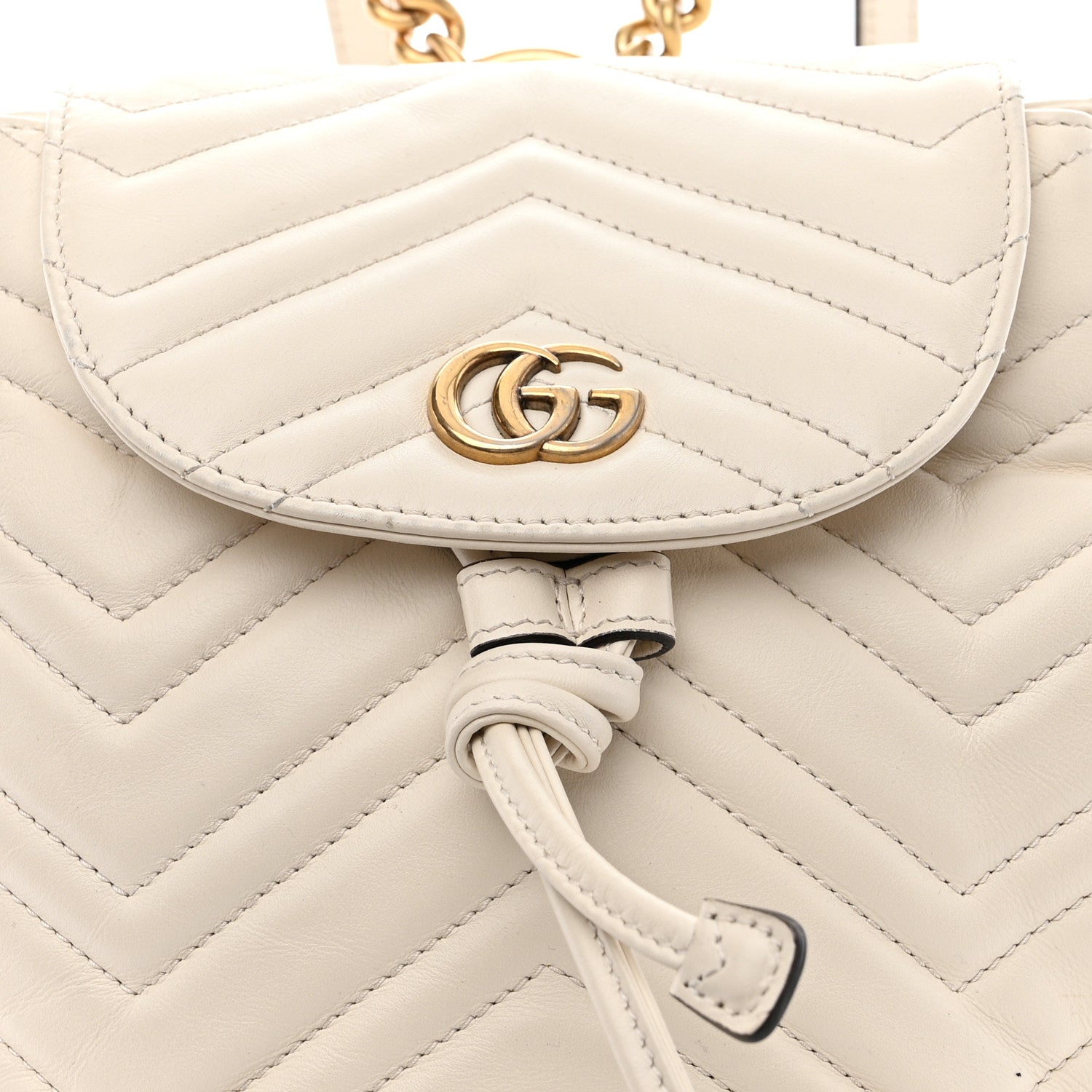 Gucci Calfskin Matelasse GG Marmont Flap Backpack White 8 of 10