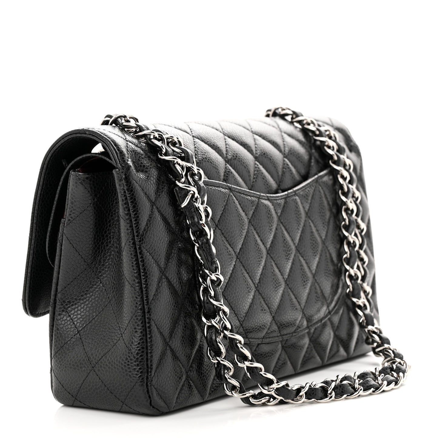 Caviar Quilted Medium Double Flap Black
